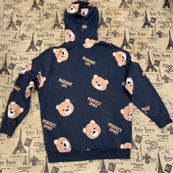 House Brand Bears Faces Perfect Spirit Dark Grey Hoodie Sweater Size M - Picture 9 of 13